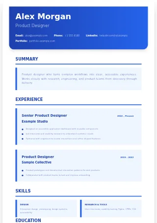 First-page preview of the Executive Classic resume template with fictional example content