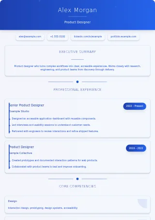 First-page preview of the Luxury Modern resume template with fictional example content