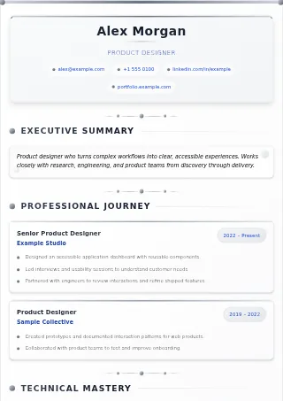 First-page preview of the Platinum Elite resume template with fictional example content