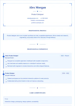 First-page preview of the Sophisticated Classic resume template with fictional example content