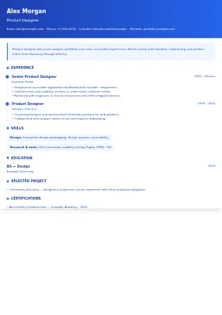 First-page preview of the Streamlined resume template with fictional example content